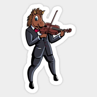 Comic horse playing the violin Sticker